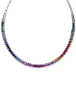 Watercolors By Effy Multi-sapphire (10 Ct. T.w.) And Diamond (1-1/5 Ct. T.w.) Collar Necklace In 14k White Gold