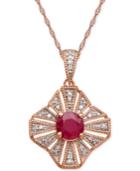 Ruby (1ct. T.w.) And Diamond Accent Pendant Necklace In 14k Rose Gold