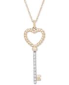Diamond Heart Key 18 Pendant Necklace (1/10 Ct. T.w.) In 14k Gold