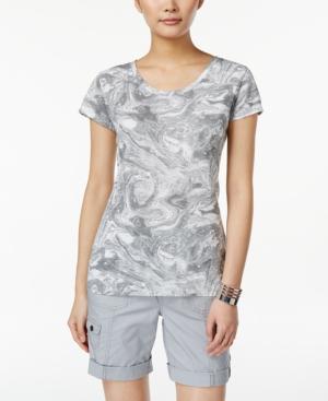 Style & Co. Marble-print T-shirt, Only At Macy's