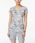 Style & Co. Marble-print T-shirt, Only At Macy's