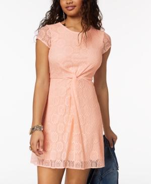 My Michelle Juniors' Twist-front Lace Dress