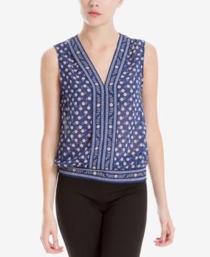 Max Studio London Printed Bubble-hem Top