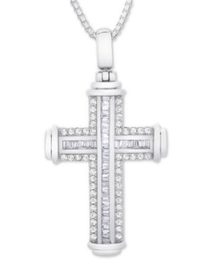 Diamond Cross 22 Pendant Necklace (1 Ct. T.w.) In Sterling Silver