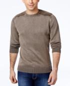 Weatherproof Stone-washed Corduroy Trim Crew Sweater