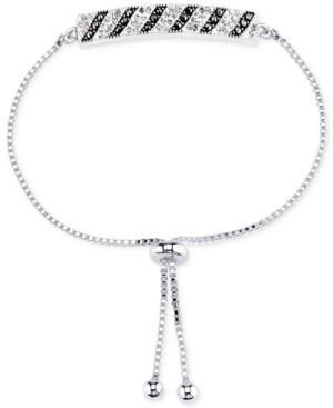 Unwritten Silver-plated Marcasite And Crystal Bar Slider Bracelet