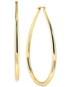 Hint Of Gold Open Teardrop Hoop Earrings In 14k Gold-plated Metal