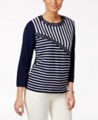 Alfred Dunner Studded Metallic Striped Sweater