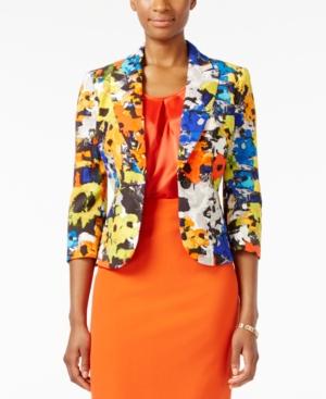 Kasper One-button Printed Twill Jacket