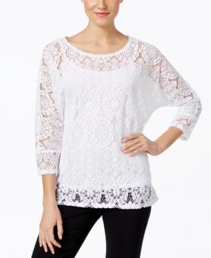 Alfani Petite Lace High-low Blouse, Only At Macy's