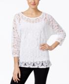 Alfani Petite Lace High-low Blouse, Only At Macy's