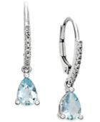 Aquamarine (1-1/10 Ct. T.w.) And Diamond (1/10 Ct. T.w.) Drop Earrings 14k White Gold