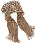 Inc International Concepts Gold-tone Metal Bead Macrame Fringe Cuff Bracelet, Only At Macy's