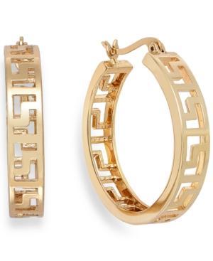 Charter Club Gold-tone Greek Key Hoop Earrings