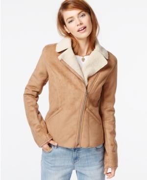 Celebrity Pink Faux-shearling Moto Jacket