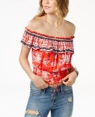 American Rag Juniors' Cotton Smocked Off-the-shoulder Top, Created For Macy's