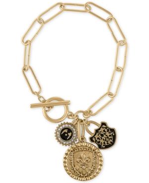 Rachel Rachel Roy Gold-tone Multi-charm Link Toggle Bracelet