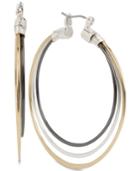 Robert Lee Morris Soho Tri-tone Triple Hoop Earrings