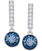 Swarovski Silver-tone Blue Crystal And Pave Linear Drop Earrings