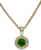Brasilica By Effy Emerald (1/3 Ct. T.w.) And Diamond Accent Round Button Pendant In 14k Gold