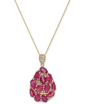 Certified Ruby (3-1/2 Ct. T.w.) And Diamond (1/8 Ct. T.w.) Pendant Necklace In 14k Gold