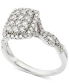 Diamond Cluster Wavy Band Engagement Ring (1 Ct. T.w.) In 14k White Gold