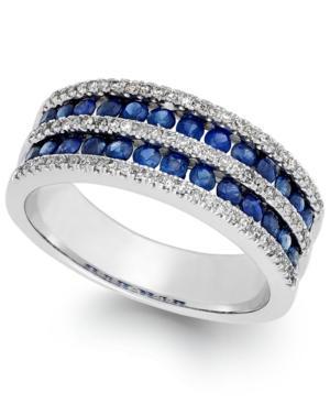 Sapphire (1-1/10 Ct. T.w.) And Diamond (1/3 Ct. T.w.) Band In 14k White Gold