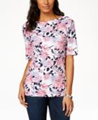 Charter Club Pima Cotton Tee, Floral Print