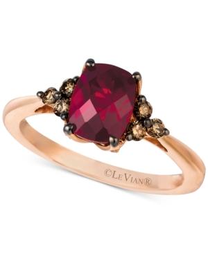 Le Vian Chocolatier Rhodolite Garnet (1-1/4 Ct. T.w.) And Diamond (1/4 Ct. T.w.) Ring In 14k Rose Gold