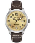 Nautica Men's Brown Leather Strap Watch 44mm Nad10006g