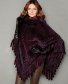 The Fur Vault Knitted Mink Fur Fringe Poncho