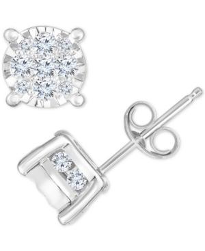 Trumiaracle Diamond Cluster Stud Earrings (3/4 Ct. T.w.) In 14k White Gold