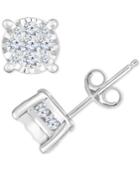 Trumiaracle Diamond Cluster Stud Earrings (3/4 Ct. T.w.) In 14k White Gold