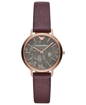 Emporio Armani Women's Purple Leather Strap Watch 32mm