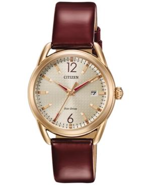 Citizen Drive From Citizen Eco-drive Women's Burgundy Leather Strap Watch 34mm Fe6083-05p