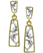 Two-tone Dolphin Drop Earrings In 18k Gold-plated Sterling Silver