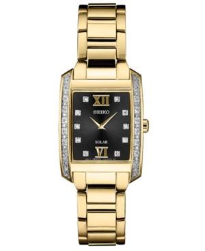 Seiko Women's Solar Diamond Collection Diamond-accent Gold-tone Stainless Steel Bracelet Watch 24mm