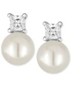 Majorica Silver-tone Imitation Pearl And Crystal Stud Earrings