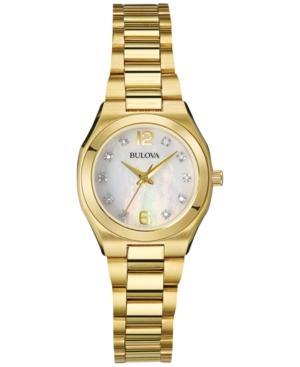 Bulova Women's Diamond Accent Gold-tone Stainless Steel Bracelet Watch 26mm 97p109