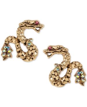 Betsey Johnson Gold-tone Crystal Snake Stud Earrings