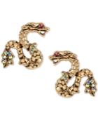 Betsey Johnson Gold-tone Crystal Snake Stud Earrings