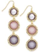 Inc International Concepts Gold-tone Triple Stone Linear Earrings, Only At Macy's