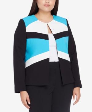 Tahari Asl Plus Size Colorblocked Flyaway Blazer