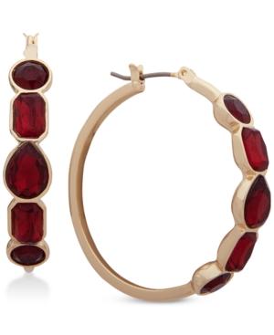 Nine West Stone 1-2/5 Hoop Earrings