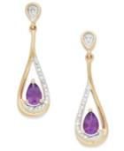 Amethyst (5/8 Ct. T.w.) And Diamond Accent Drop Earrings In 14k Gold