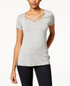 Ultra Flirt Juniors' Strappy Scoop-neck T-shirt