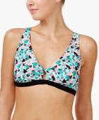 Go By Gossip Prismatic Printed Racerback Bikini Top Women's Swimsuit