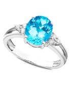 14k White Gold Ring, Blue Topaz (2-3/4 Ct. T.w.) And Diamond (1/10 Ct. T.w.)