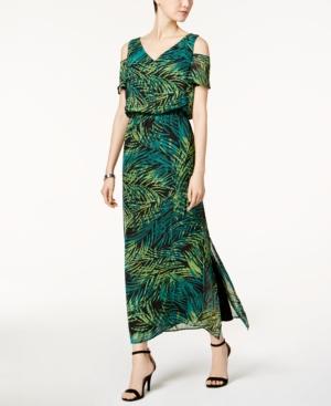 Nine West Cold-shoulder Blouson Maxi Dress