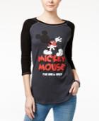 Mighty Fine Juniors' Disney Mickey Mouse Graphic Baseball T-shirt